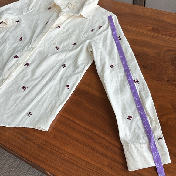 Sezane Tomboy Shirt Pink Flowers Embroidered Button-Up Shirt Size 38 US 6 Medium - Picture 10 of 12